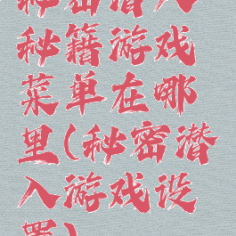 秘密潜入秘籍游戏菜单在哪里(秘密潜入游戏设置)