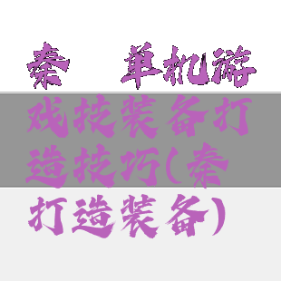 秦殇单机游戏技装备打造技巧(秦殇打造装备)