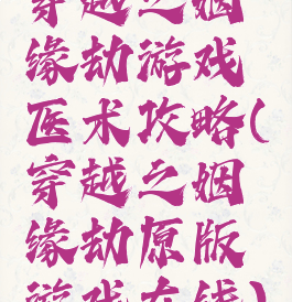 穿越之姻缘劫游戏医术攻略(穿越之姻缘劫原版游戏在线)
