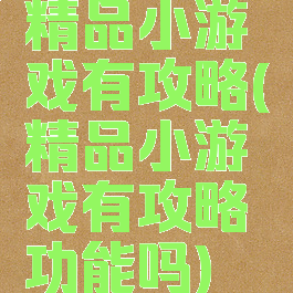 精品小游戏有攻略(精品小游戏有攻略功能吗)