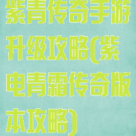 紫青传奇手游升级攻略(紫电青霜传奇版本攻略)