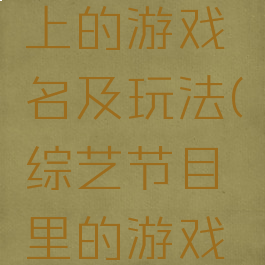 综艺节目上的游戏名及玩法(综艺节目里的游戏大全)