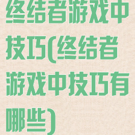 终结者游戏中技巧(终结者游戏中技巧有哪些)