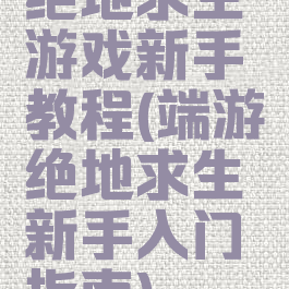 绝地求生游戏新手教程(端游绝地求生新手入门指南)