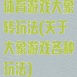 体育游戏大象转玩法(关于大象游戏各种玩法)