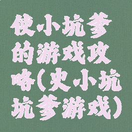 使小坑爹的游戏攻略(史小坑坑爹游戏)