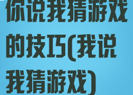你说我猜游戏的技巧(我说我猜游戏)