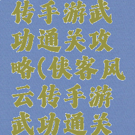 侠客风云传手游武功通关攻略(侠客风云传手游武功通关攻略图)