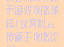 侠客风云传新手游戏攻略秘籍(侠客风云传新手攻略流程)