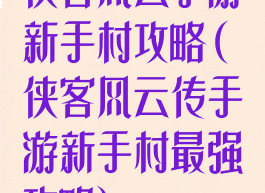 侠客风云手游新手村攻略(侠客风云传手游新手村最强攻略)