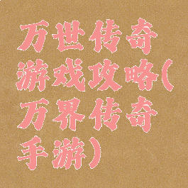 万世传奇游戏攻略(万界传奇手游)