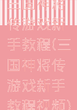 三国神将传游戏新手教程(三国神将传游戏新手教程视频)