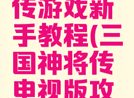 三国神将传游戏新手教程(三国神将传电视版攻略)
