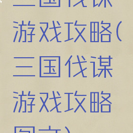 三国伐谋游戏攻略(三国伐谋游戏攻略图文)