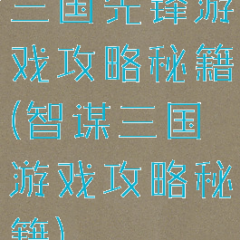 三国先锋游戏攻略秘籍(智谋三国游戏攻略秘籍)