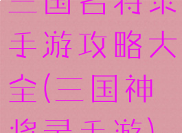 三国名将录手游攻略大全(三国神将录手游)
