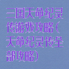 三国天命纪灵传游戏攻略(天命纪灵传全部攻略)