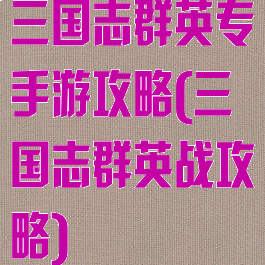 三国志群英专手游攻略(三国志群英战攻略)