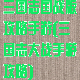 三国志国战版攻略手游(三国志大战手游攻略)