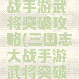 三国志大战手游武将突破攻略(三国志大战手游武将突破攻略图)