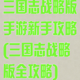 三国志战略版手游新手攻略(三国志战略版全攻略)