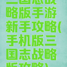 三国志战略版手游新手攻略(手机版三国志战略版攻略)
