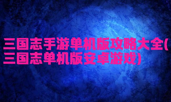 三国志手游单机版攻略大全(三国志单机版安卓游戏)