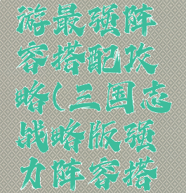 三国志手游最强阵容搭配攻略(三国志战略版强力阵容搭配)