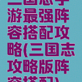 三国志手游最强阵容搭配攻略(三国志攻略版阵容搭配)