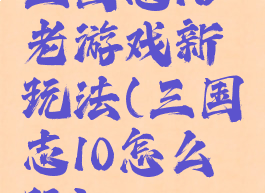 三国志10老游戏新玩法(三国志10怎么玩)