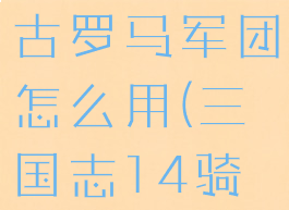 三国志14古罗马军团怎么用(三国志14骑兵怎么弄)