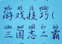 三国志2霸王的大陆游戏技巧(三国志二霸王之大陆游戏)
