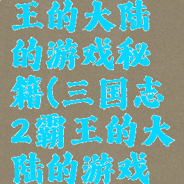 三国志2霸王的大陆的游戏秘籍(三国志2霸王的大陆的游戏秘籍在哪)