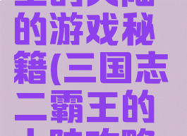 三国志2霸王的大陆的游戏秘籍(三国志二霸王的大陆攻略秘籍)