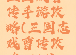 三国戏曹传手游攻略(三国志戏曹传攻略2019)