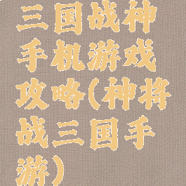 三国战神手机游戏攻略(神将战三国手游)