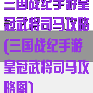 三国战纪手游皇冠武将司马攻略(三国战纪手游皇冠武将司马攻略图)