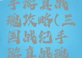 三国战纪手游真战魂攻略(三国战纪手游真战魂分解)