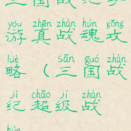 三国战纪手游真战魂攻略(三国战纪超级战魂)