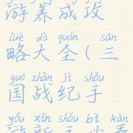 三国战纪手游养成攻略大全(三国战纪手游新手必看)