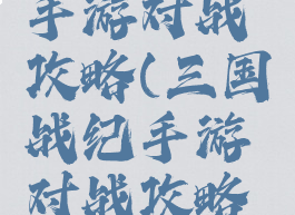 三国战纪手游对战攻略(三国战纪手游对战攻略视频)