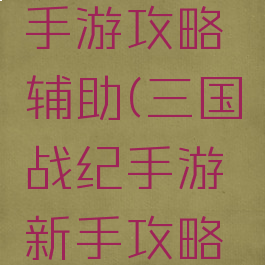 三国战纪手游攻略辅助(三国战纪手游新手攻略秘籍)