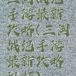 三国战纪手游最新攻略(三国战纪手游最新攻略视频)