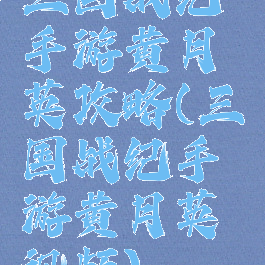 三国战纪手游黄月英攻略(三国战纪手游黄月英视频)