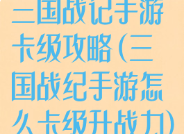 三国战记手游卡级攻略(三国战纪手游怎么卡级升战力)