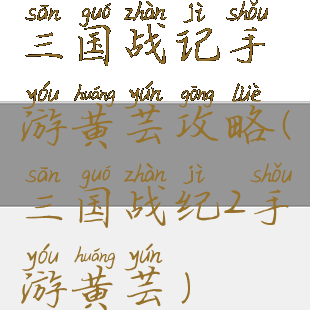 三国战记手游黄芸攻略(三国战纪2手游黄芸)