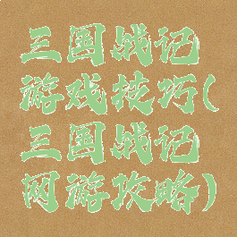 三国战记游戏技巧(三国战记网游攻略)