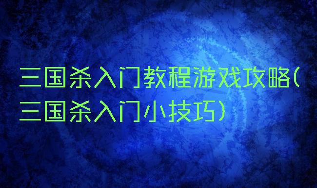 三国杀入门教程游戏攻略(三国杀入门小技巧)