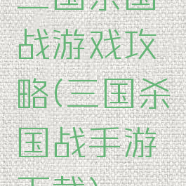 三国杀国战游戏攻略(三国杀国战手游下载)