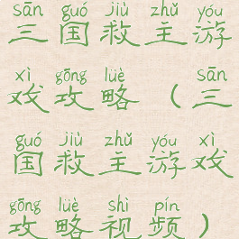 三国救主游戏攻略(三国救主游戏攻略视频)